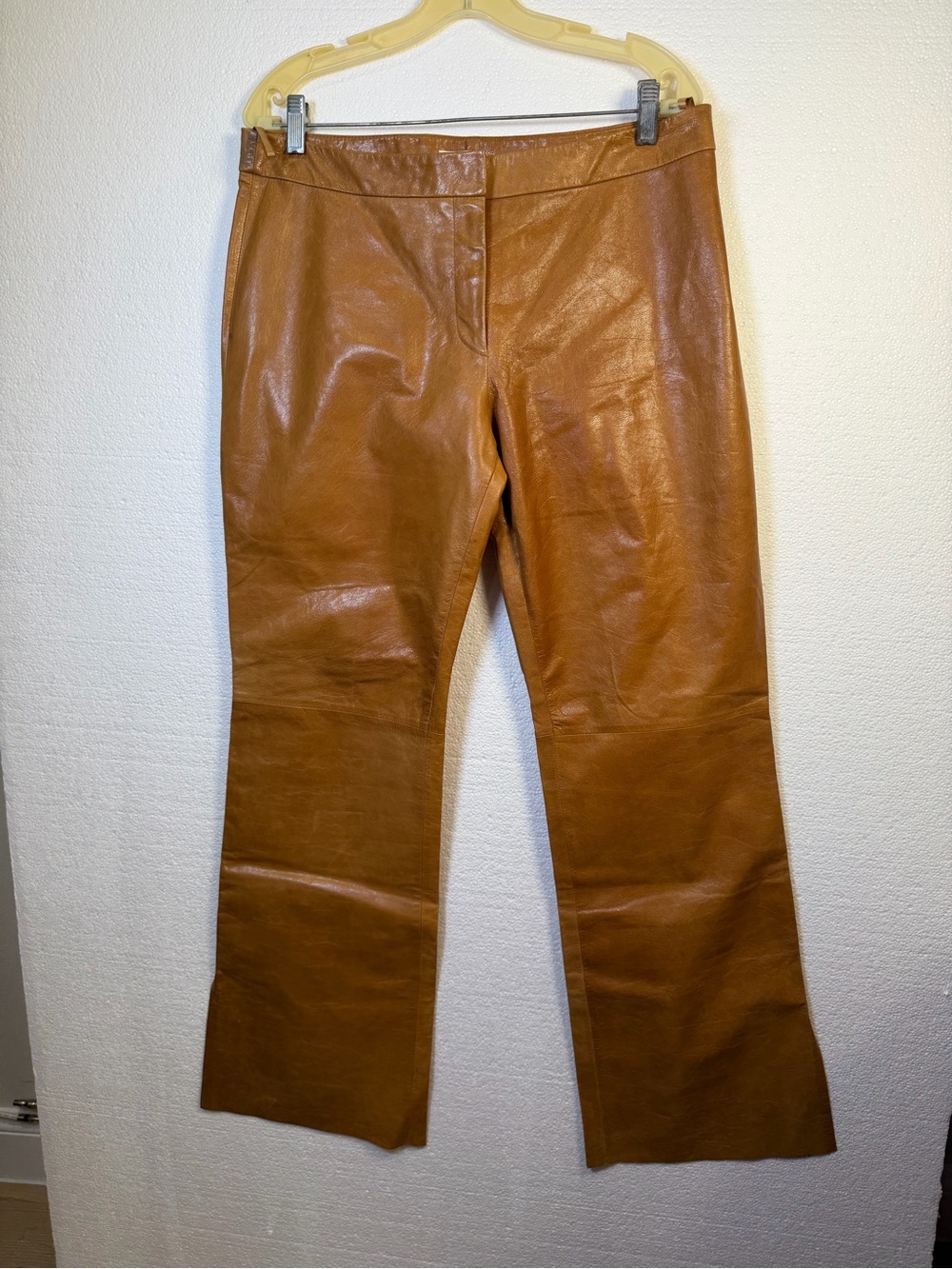 Cache Tan Faux Leather Flare Jeans